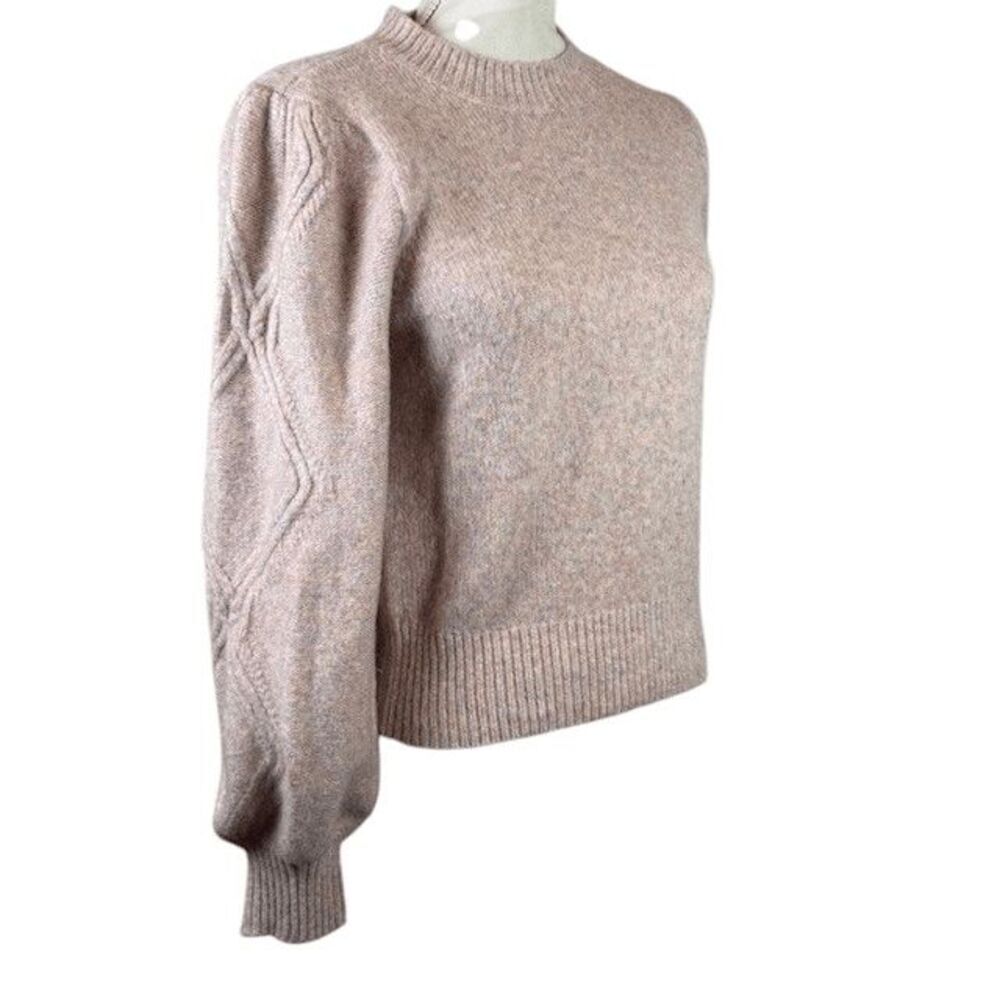 Gentle Fawn Pink Confetti Textured Puff Sleeve Sweater Crew Neck Size Small